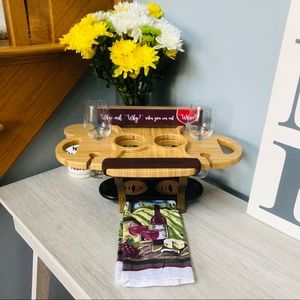 Cooperhawk Wood Wine Nook With Cheese Serving Station